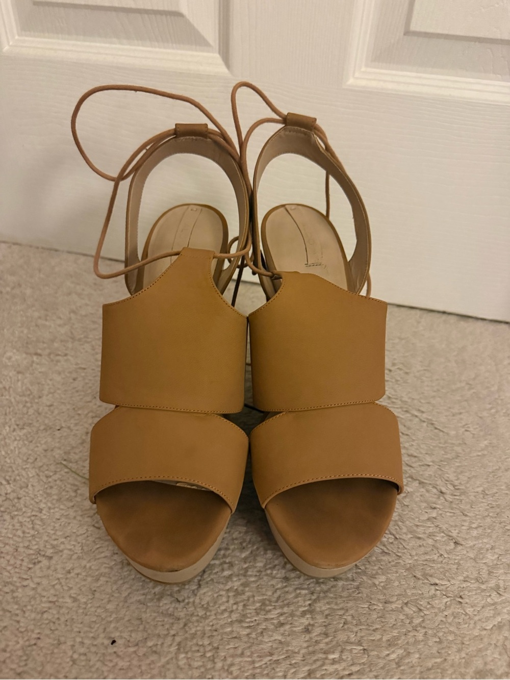 Aldo Tan Lace-Up Platform Wedges